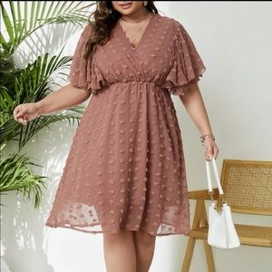 Swiss Dot Butterfly Sleeve Dress